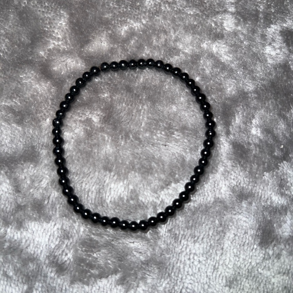 Dainty Black Obsidian Stretch Bracelet